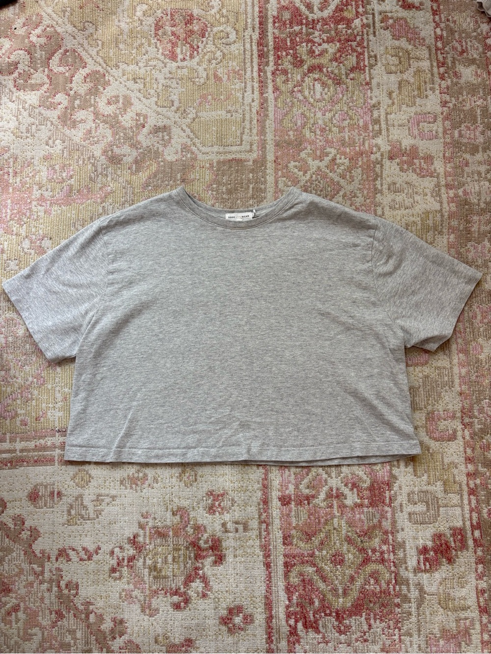 Good American Heather Gray Cropped Tee